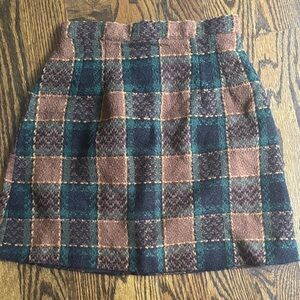 A. Byer Brown and Green Plaid Mini Skirt
